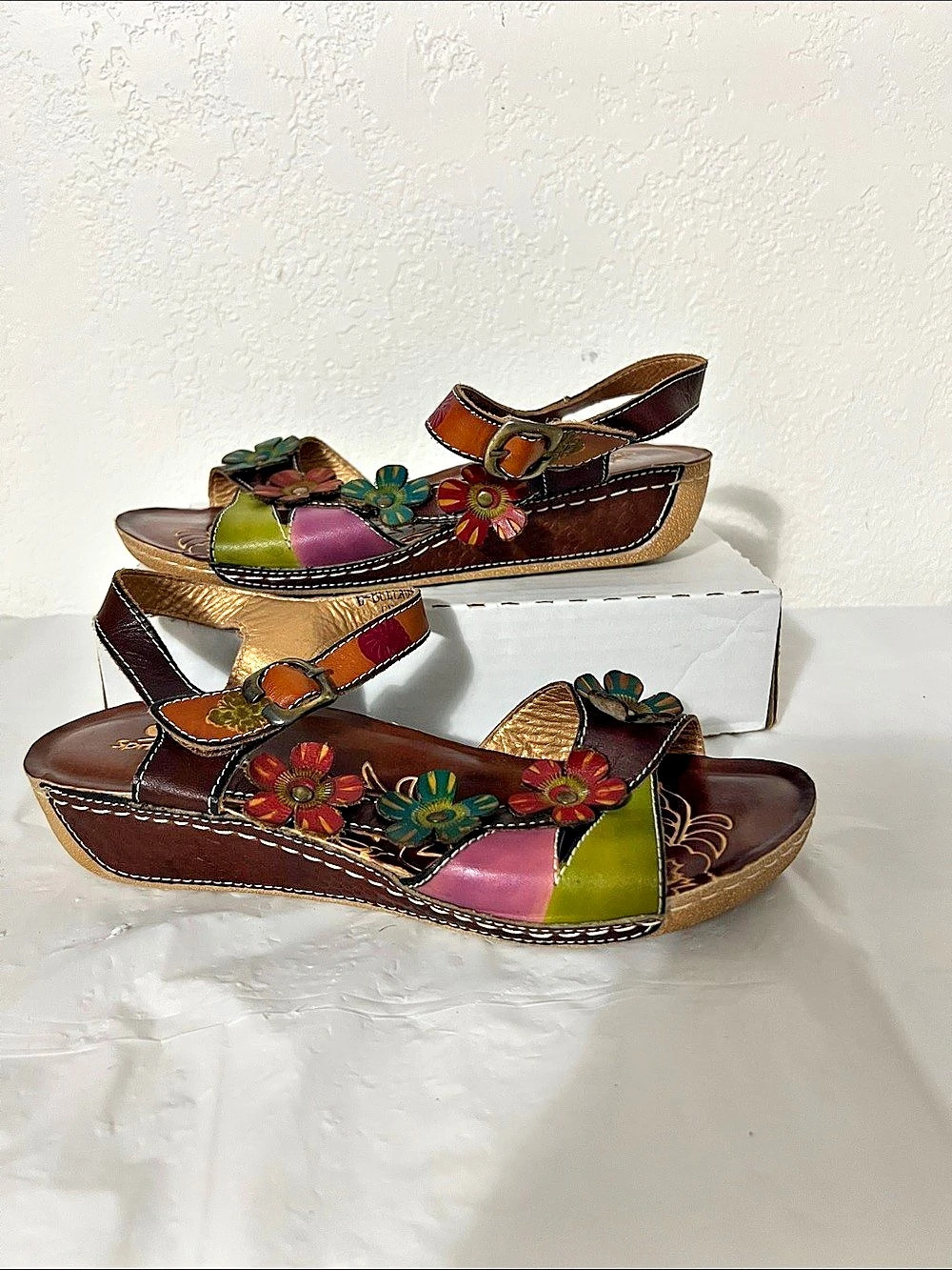 Spring step Belladonna Chom Floral Leather Sandals EU 37 US 6.5 7 leather